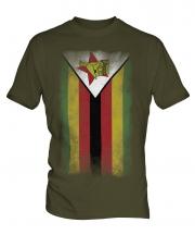 Zimbabwe Faded Flag Mens T-Shirt