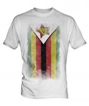 Zimbabwe Faded Flag Mens T-Shirt