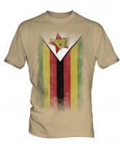 Zimbabwe Faded Flag Mens T-Shirt
