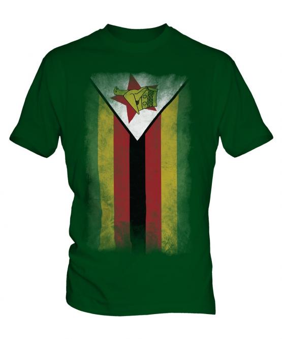 Zimbabwe Faded Flag Mens T-Shirt
