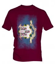 Connecticut State Faded Flag Mens T-Shirt
