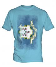 Connecticut State Faded Flag Mens T-Shirt