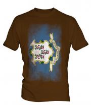 Connecticut State Faded Flag Mens T-Shirt