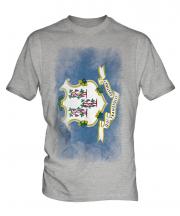 Connecticut State Faded Flag Mens T-Shirt