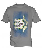 Connecticut State Faded Flag Mens T-Shirt
