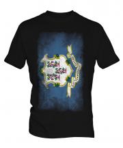 Connecticut State Faded Flag Mens T-Shirt