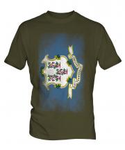 Connecticut State Faded Flag Mens T-Shirt