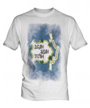 Connecticut State Faded Flag Mens T-Shirt