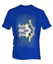 Connecticut State Faded Flag Mens T-Shirt