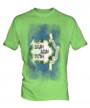 Connecticut State Faded Flag Mens T-Shirt