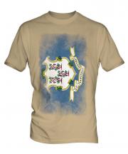 Connecticut State Faded Flag Mens T-Shirt
