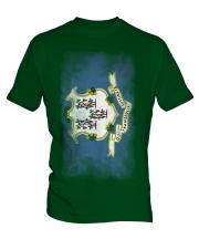 Connecticut State Faded Flag Mens T-Shirt