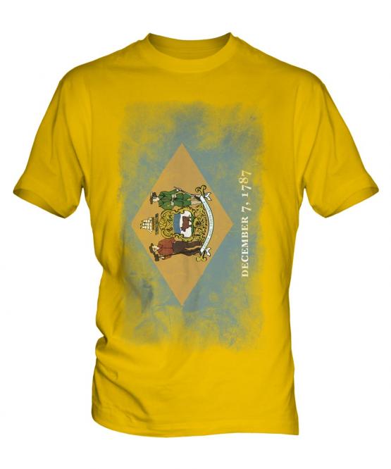 Delaware State Faded Flag Mens T-Shirt