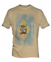 Delaware State Faded Flag Mens T-Shirt