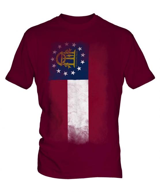 Georgia State Faded Flag Mens T-Shirt