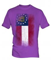 Georgia State Faded Flag Mens T-Shirt