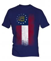 Georgia State Faded Flag Mens T-Shirt