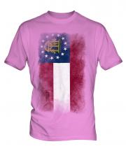 Georgia State Faded Flag Mens T-Shirt