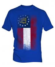 Georgia State Faded Flag Mens T-Shirt
