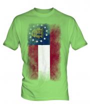 Georgia State Faded Flag Mens T-Shirt