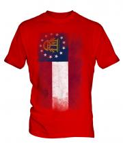 Georgia State Faded Flag Mens T-Shirt