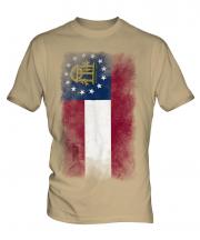 Georgia State Faded Flag Mens T-Shirt