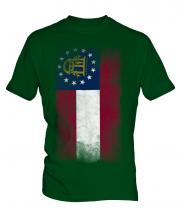 Georgia State Faded Flag Mens T-Shirt
