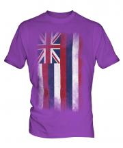 Hawaii State Faded Flag Mens T-Shirt