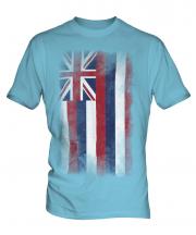 Hawaii State Faded Flag Mens T-Shirt