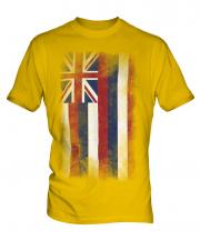 Hawaii State Faded Flag Mens T-Shirt