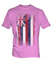 Hawaii State Faded Flag Mens T-Shirt