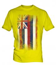 Hawaii State Faded Flag Mens T-Shirt
