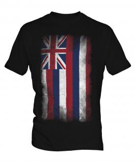 Hawaii State Faded Flag Mens T-Shirt
