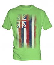 Hawaii State Faded Flag Mens T-Shirt