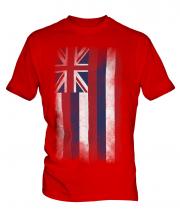 Hawaii State Faded Flag Mens T-Shirt