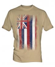 Hawaii State Faded Flag Mens T-Shirt