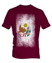 Illinois State Faded Flag Mens T-Shirt