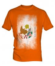 Illinois State Faded Flag Mens T-Shirt