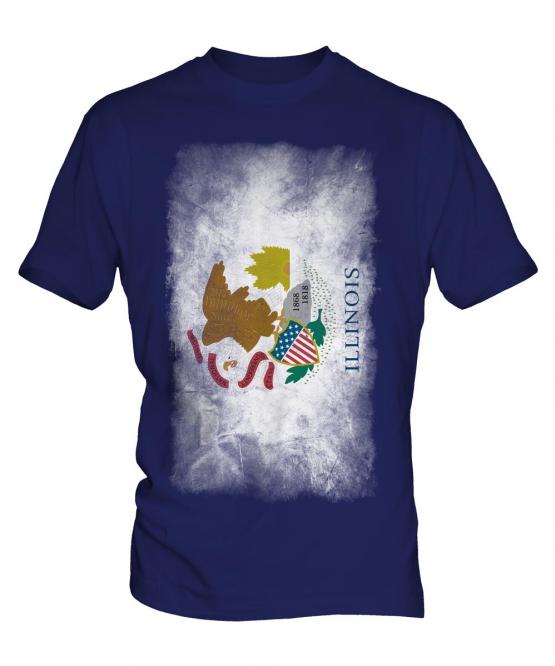 Illinois State Faded Flag Mens T-Shirt