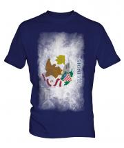 Illinois State Faded Flag Mens T-Shirt