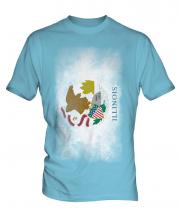Illinois State Faded Flag Mens T-Shirt