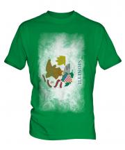 Illinois State Faded Flag Mens T-Shirt