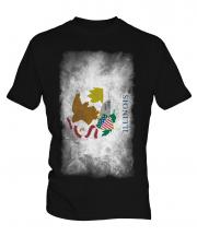 Illinois State Faded Flag Mens T-Shirt