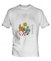 Illinois State Faded Flag Mens T-Shirt