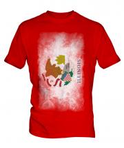 Illinois State Faded Flag Mens T-Shirt