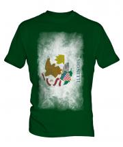 Illinois State Faded Flag Mens T-Shirt