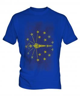 Indiana State Faded Flag Mens T-Shirt