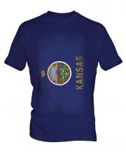 Kansas State Faded Flag Mens T-Shirt