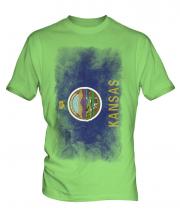 Kansas State Faded Flag Mens T-Shirt