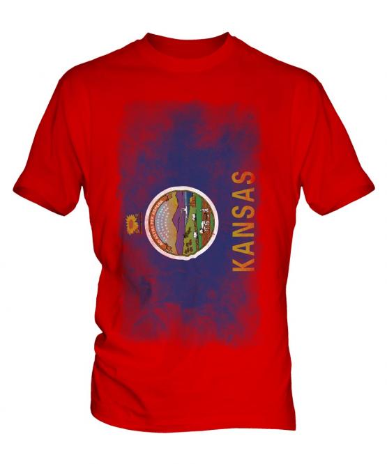 Kansas State Faded Flag Mens T-Shirt